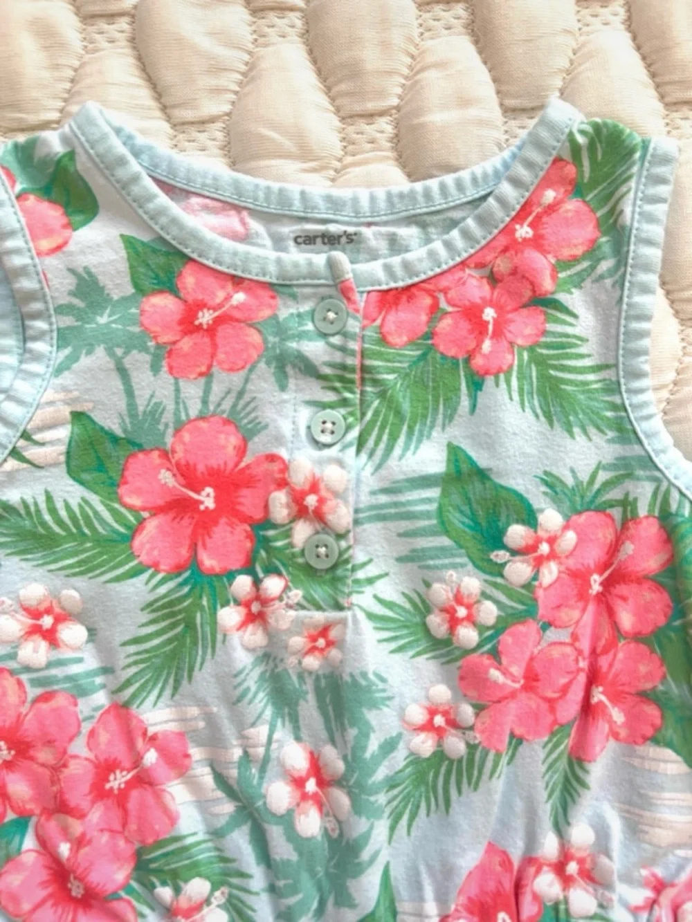 🍄3/$15 Carter’s Tropical Floral Romper 18 Months Hibiscus Print